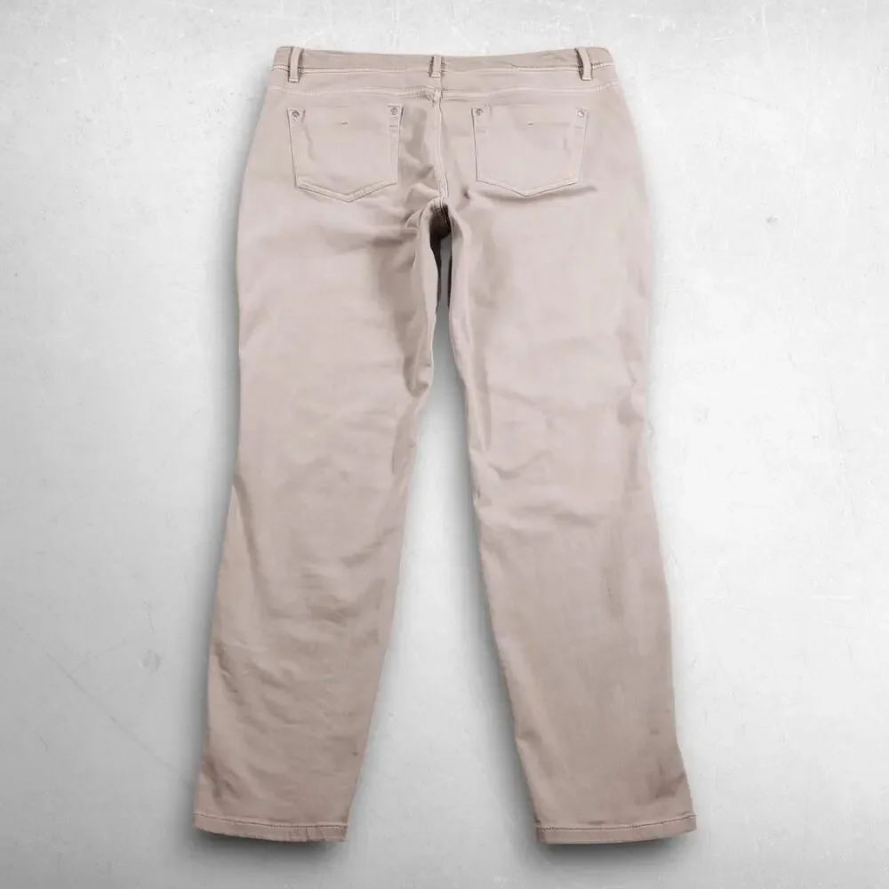 J Jill Authentic Fit Slim Ankle Jeans Women 14 Beige Stretch Minimalist Boho